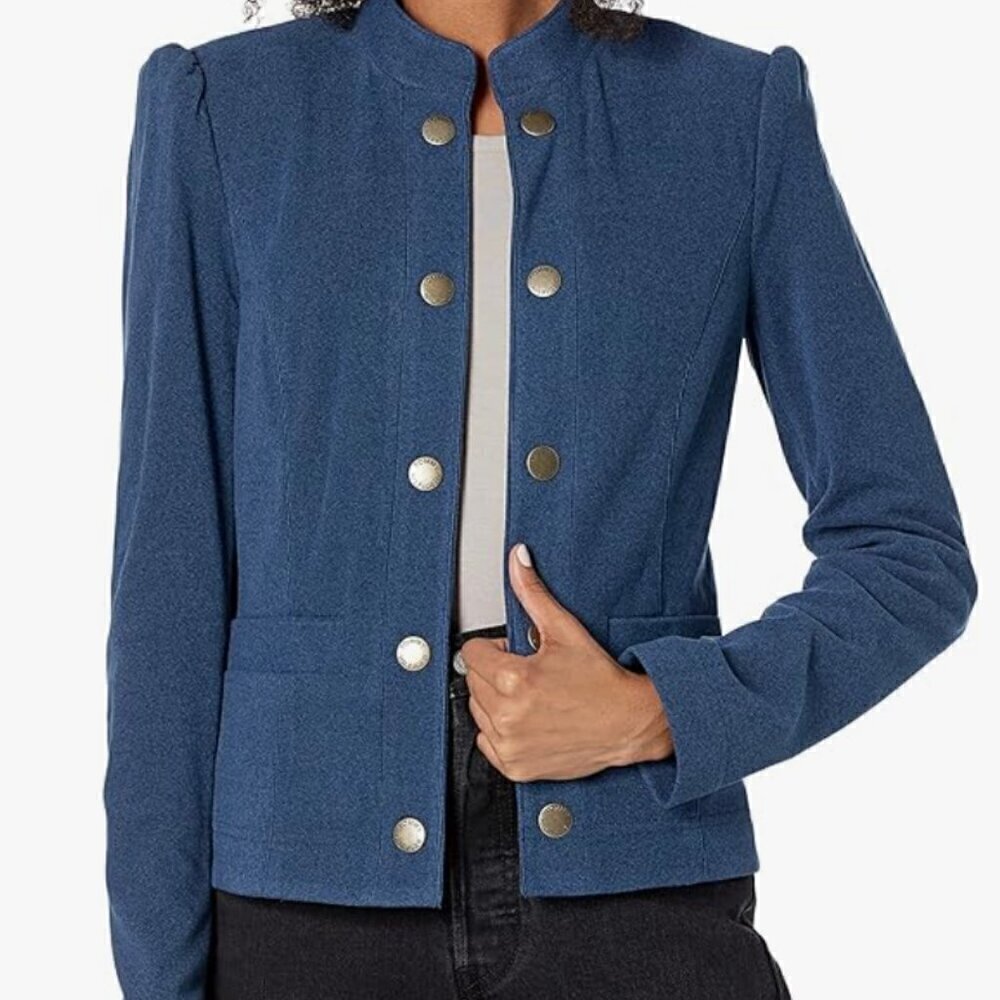Tommy Hilfiger Women's Open Front Jacket Soft Blazer Sweater Blue 6